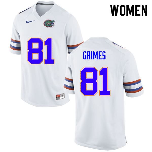 NCAA Florida Gators Trevon Grimes Women's #81 Nike White Stitched Authentic College Football Jersey EFT1064PG